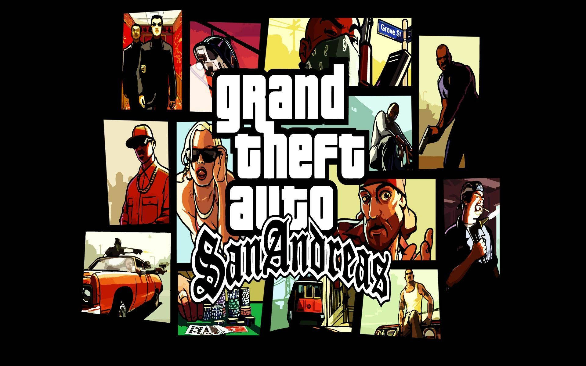 ملصق كولاج GTA SA بدقة 4K خلفية