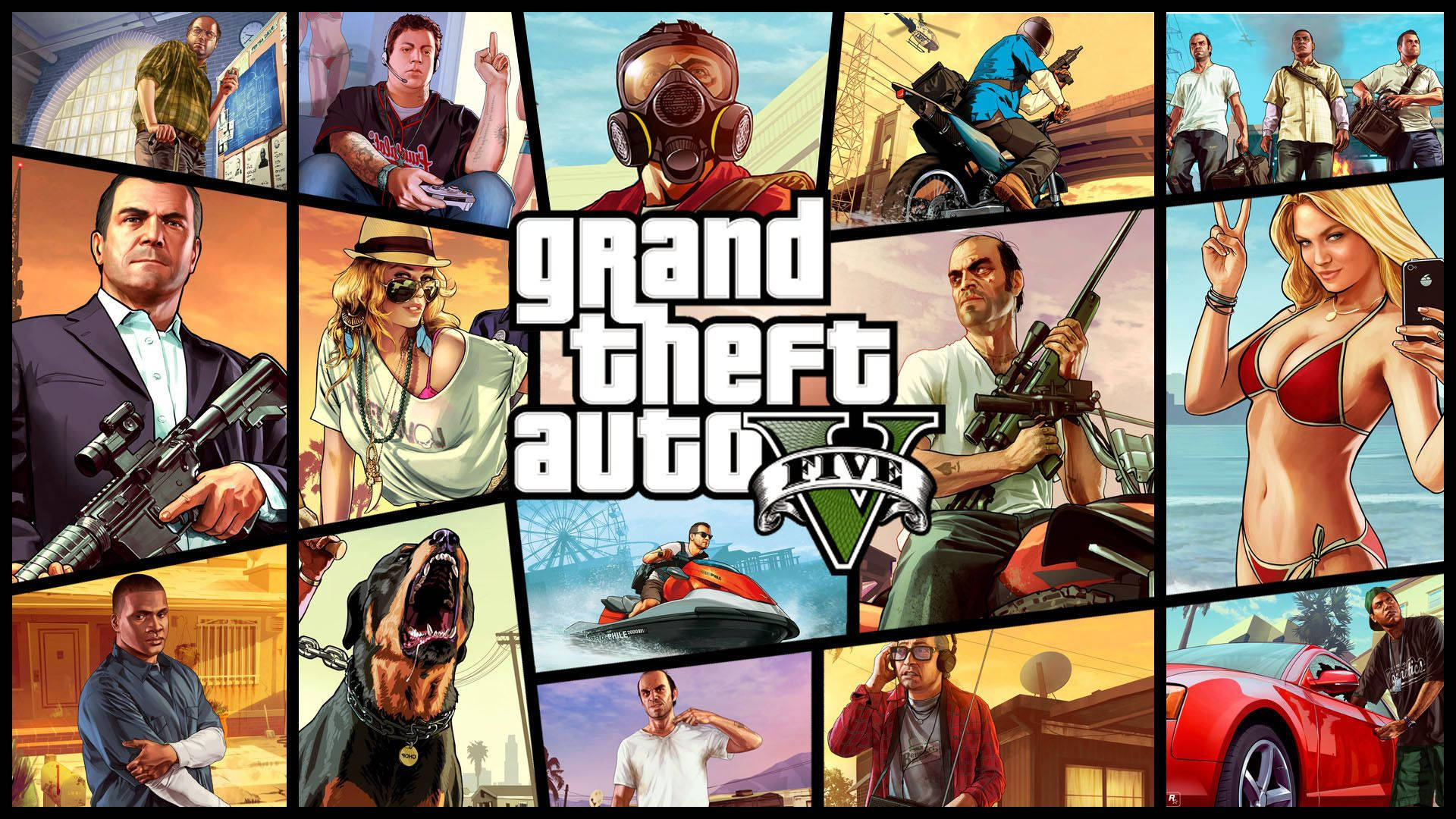 ملصق لعبة GTA 5 بدقة 1080p خلفية