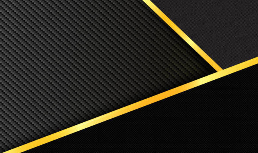 ملمس ألياف الكربون الأسود الذهبي الفاخر بدقة 4K خلفية