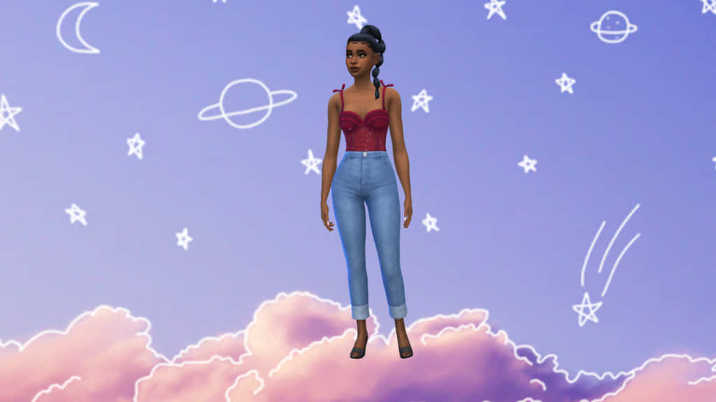نجوم، قمر، خلفية كاز من لعبة Sims 4 خلفية