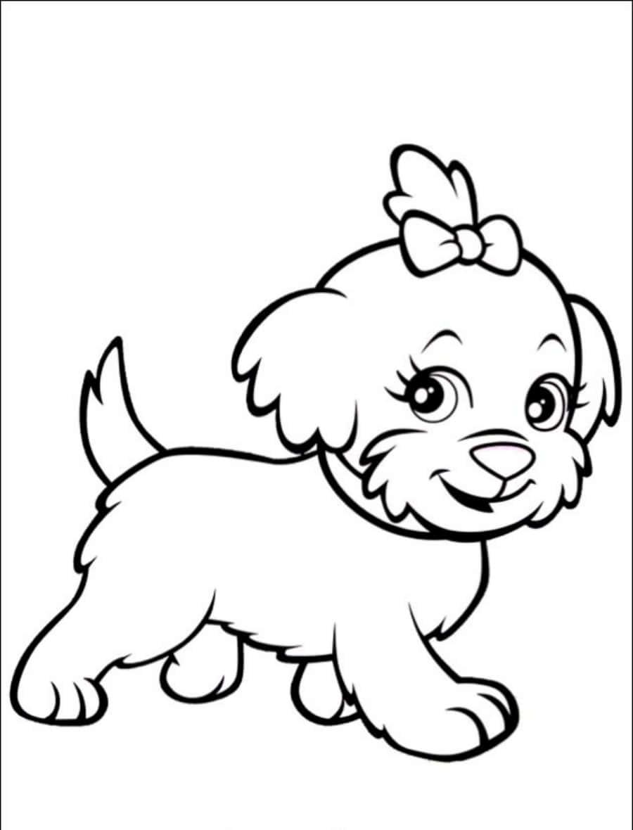 نشاط تلوين كلب كرتوني لطيف خلفية