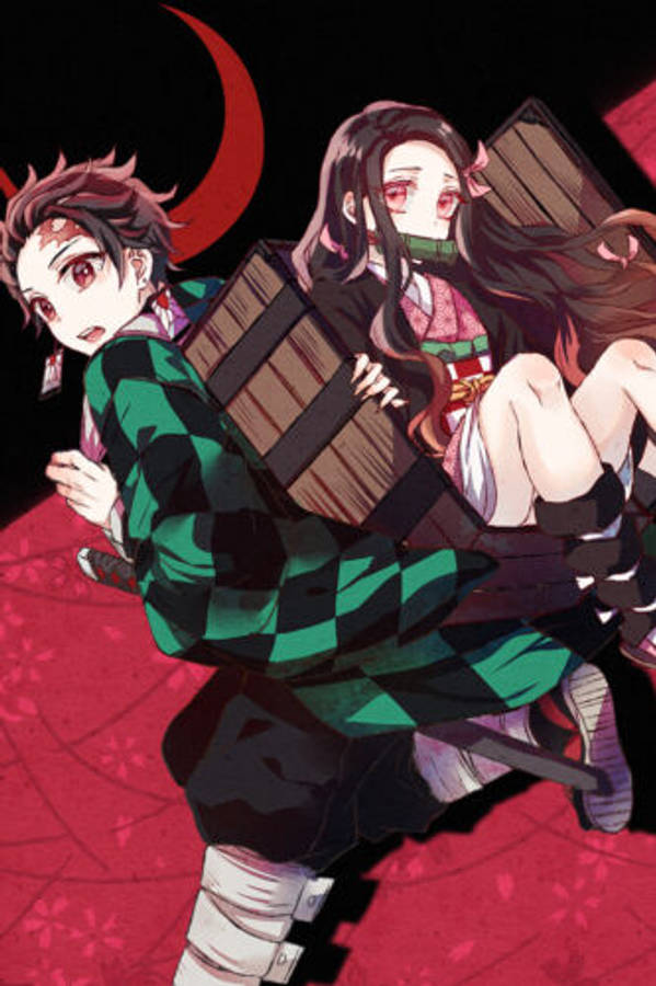 نيزوكو مع شقيقها تانجيرو من مسلسل Demon Slayer خلفية