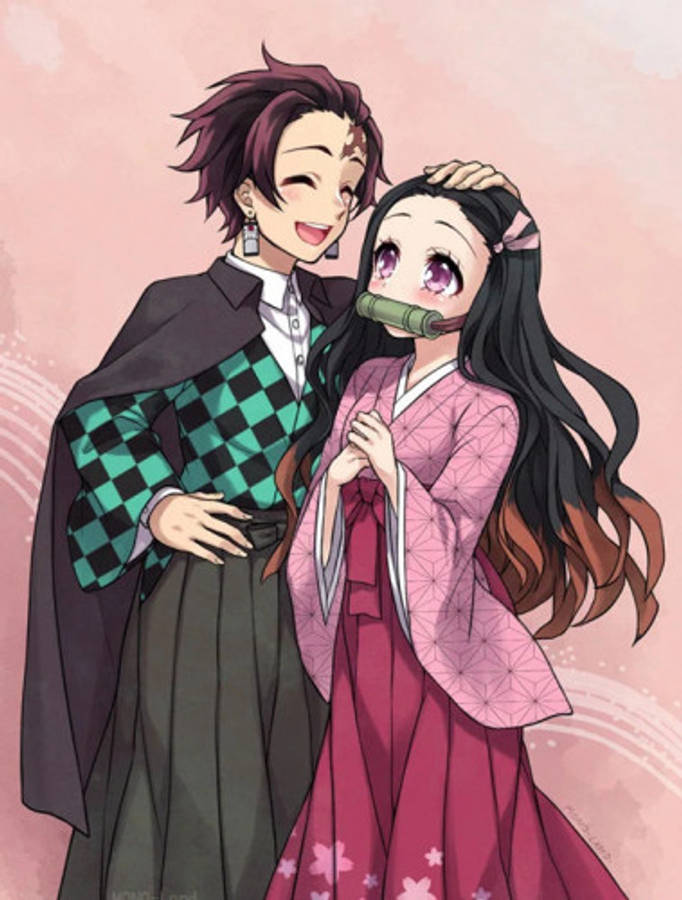 نيزوكو مع شقيقها من مسلسل Demon Slayer خلفية