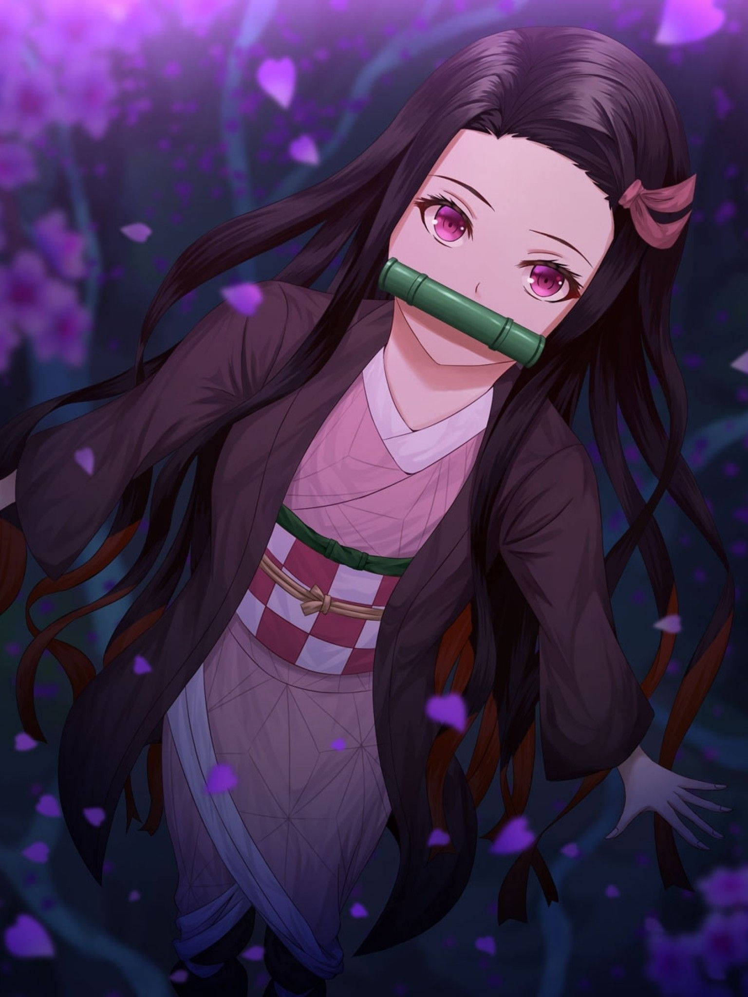 نيزوكو من Demon Slayer بزي لطيف خلفية