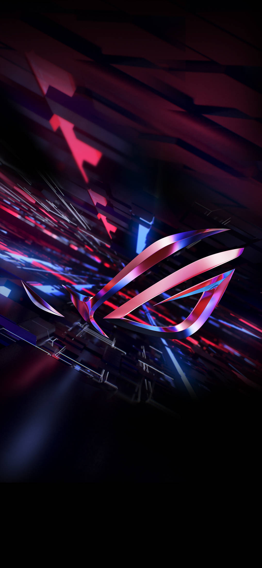 هاتف أسوس ROG أحمر ساحر ثلاثي الأبعاد مع شعار مضيء خلفية
