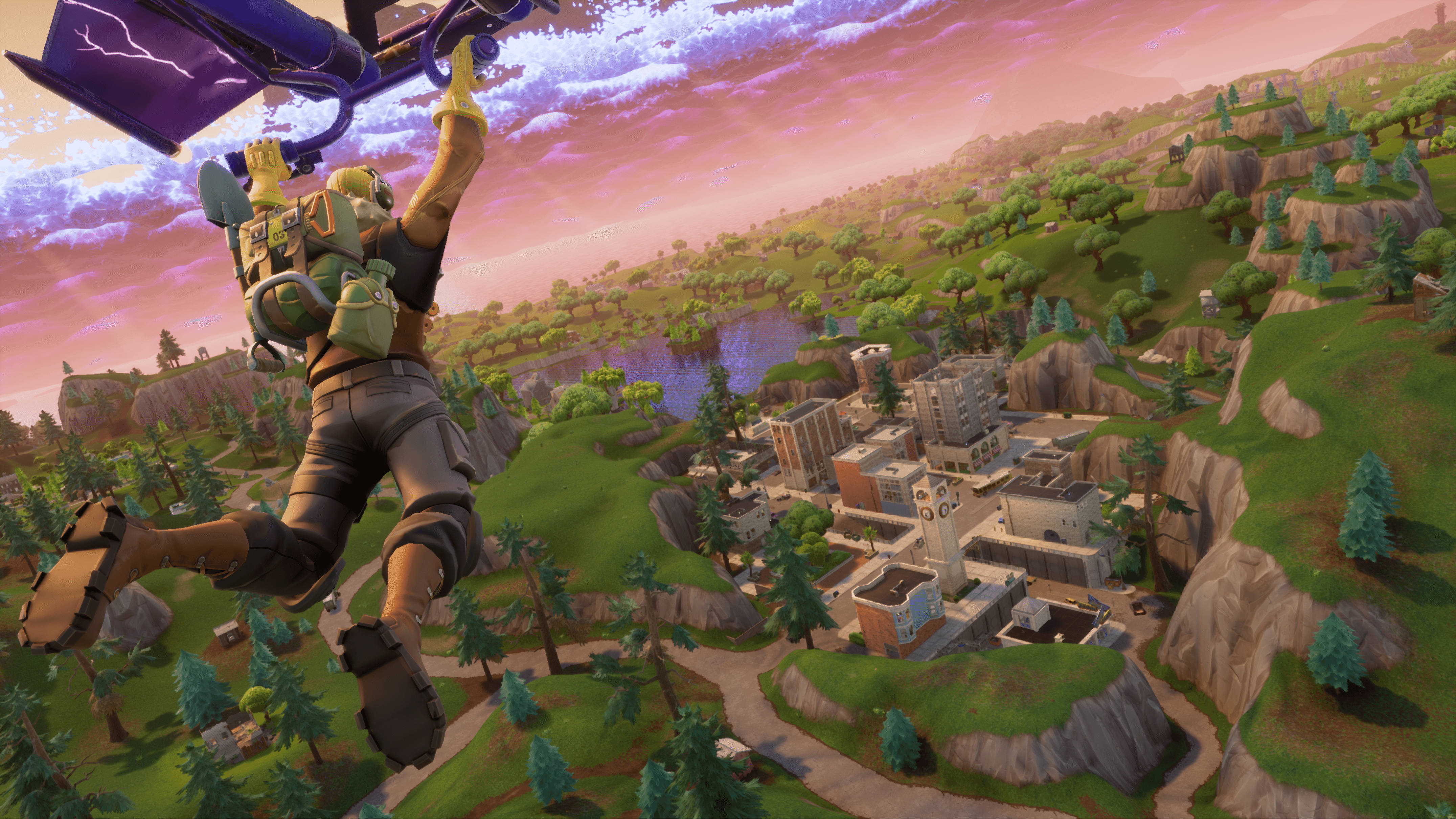 هاتف ألعاب 4K مع قفز مظلي من فورتنايت خلفية