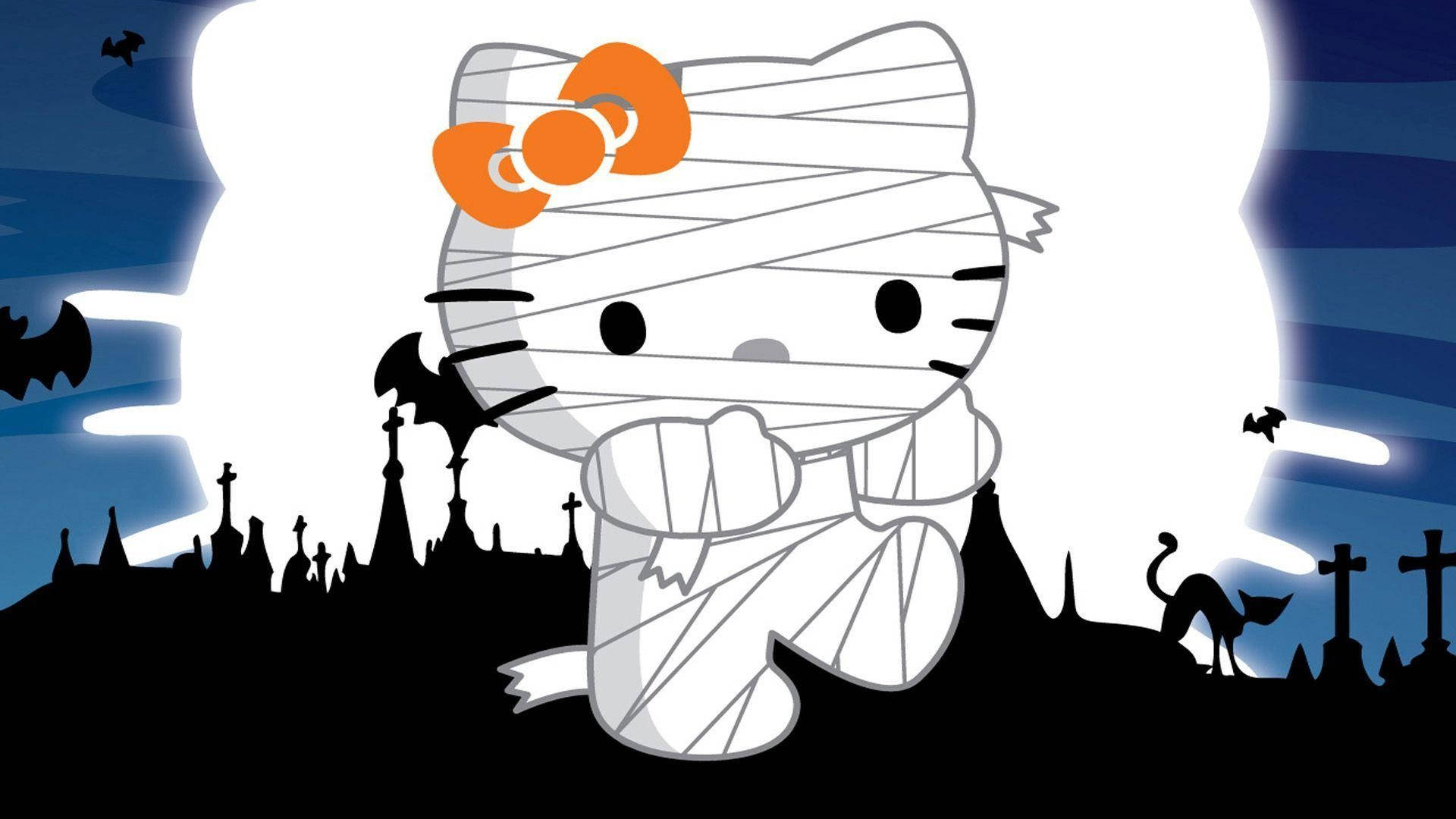 هالو كيتي هالوين مومياء لطيف خلفية