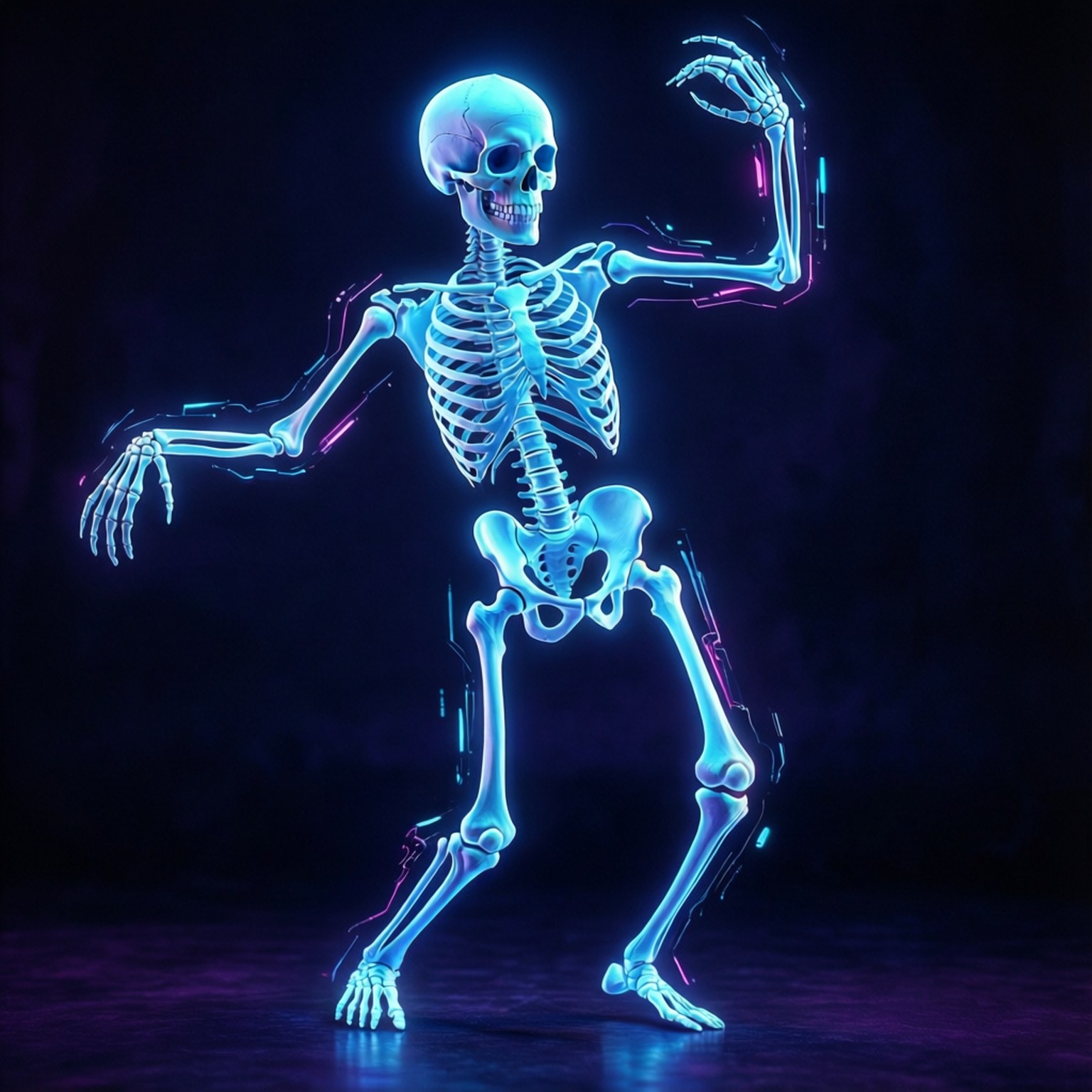 هيكل عظمي نيون أزرق خلفية