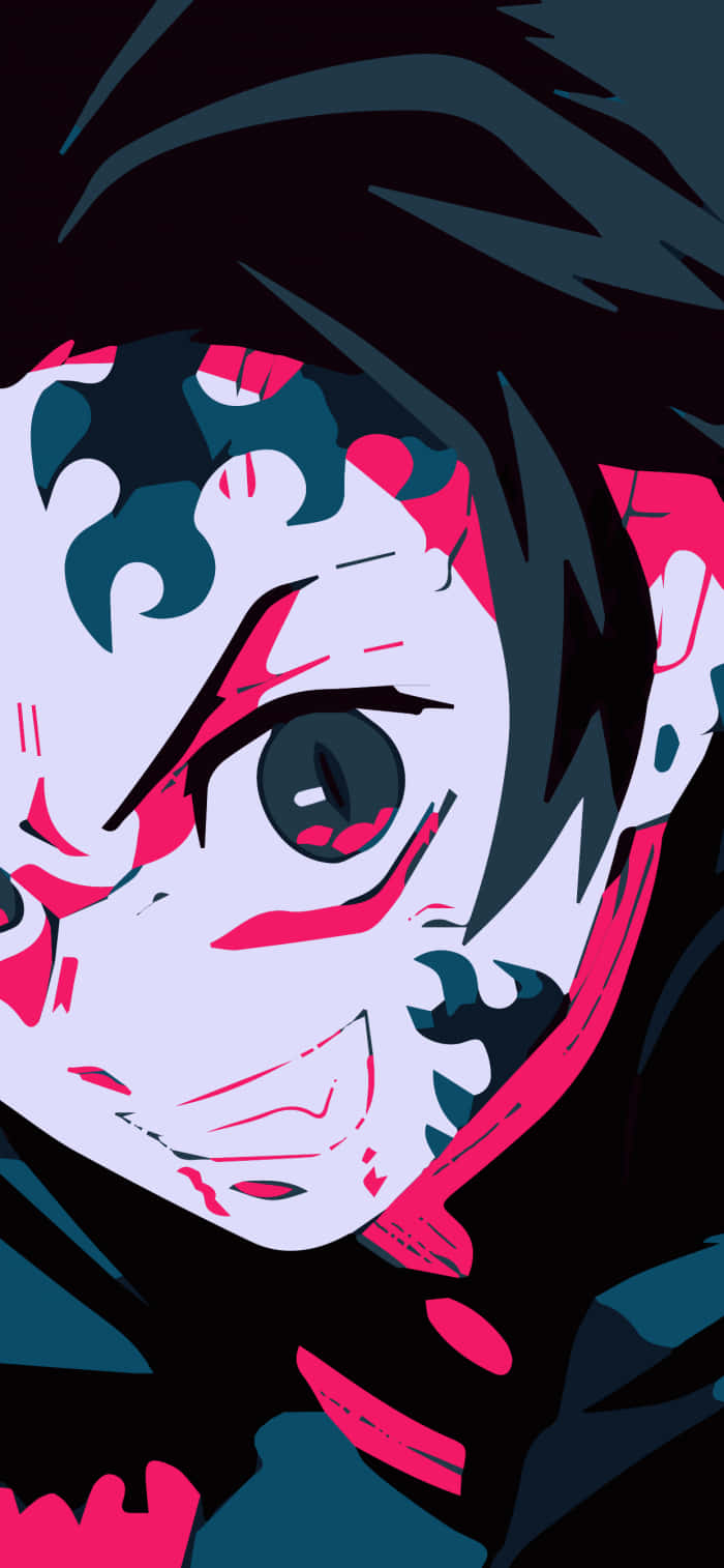 وجه تانجيرو عن قرب من أنمي Demon Slayer لأجهزة iPad خلفية