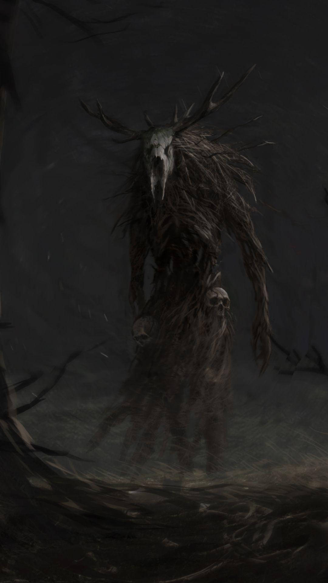 وحش مقنع بهاتف داكن خلفية