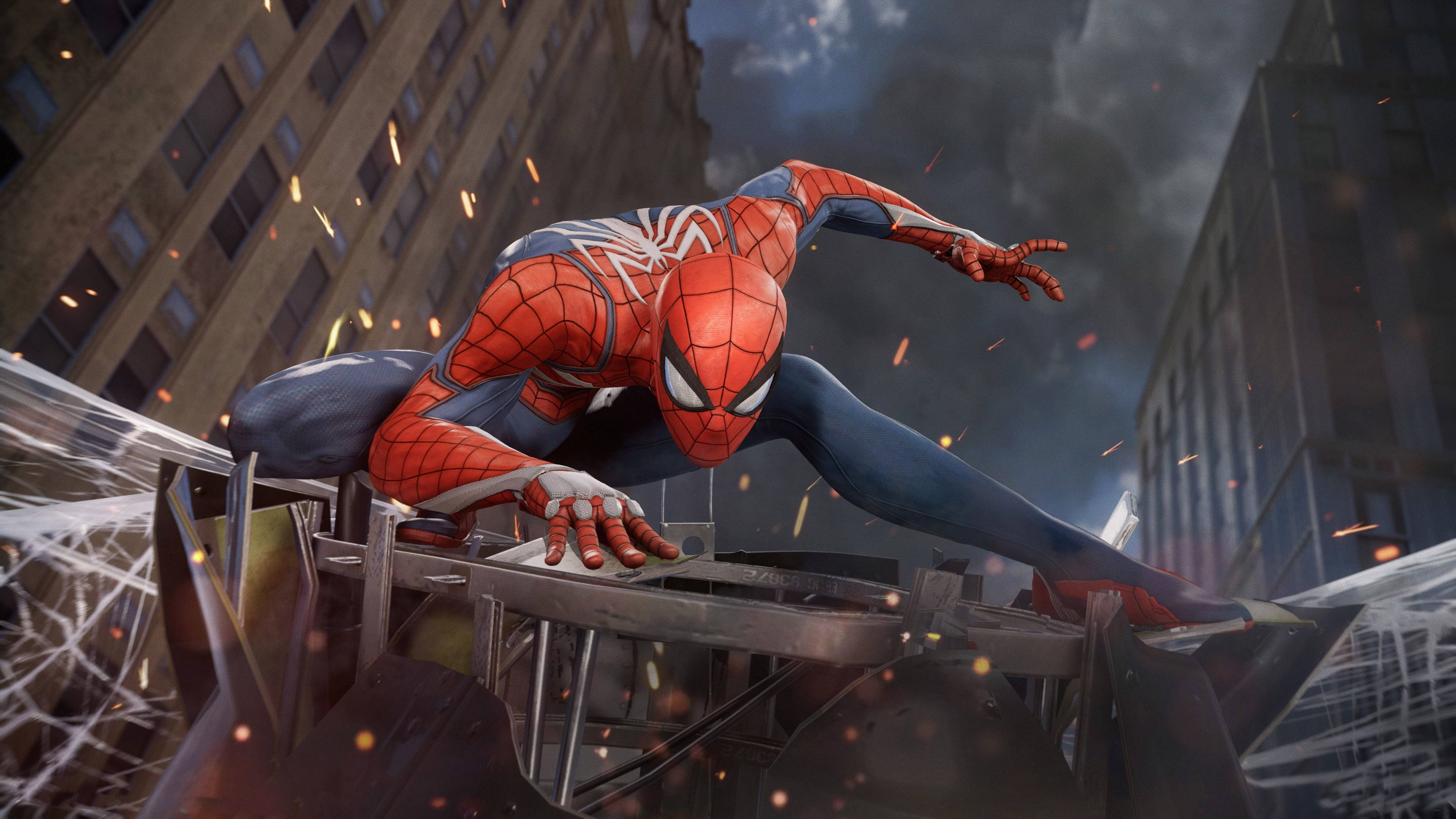 وضعية البطل الخارق لـ Marvel Spider-Man 4K PS4 خلفية