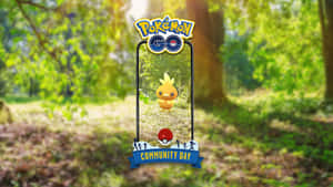 Torchic مع شعار يوم مجتمع بوكيمون جو — نينتندو خلفية