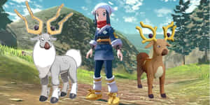 Wyrdeer وStantler مع اللاعب — بوكيمون خلفية