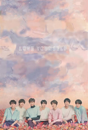أجواء جمالية لأعضاء BTS على سرير من الورود — جمالي BTS خلفية