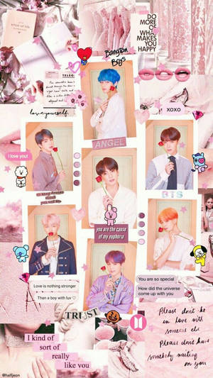 أعضاء BTS الجماليون مع الوردة — جمالية bts خلفية
