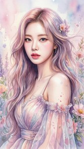 لوحة مائية ناعمة لأيدول كيبوب مع عناصر زهرية. — Kpop GIF خلفية