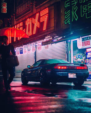 جمالية سيارات JDM مع الأضواء الحمراء