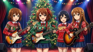 فتيات K-On! يؤدين حفلة عيد الميلاد على المسرح