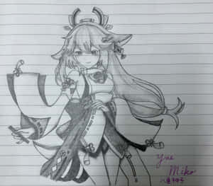 رسم ياي ميكو صورة شخصية — جينشين إمباكت خلفية