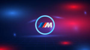 شعار BMW M باللونين الأزرق والأحمر مع إضاءة — بي إم دبليو خلفية