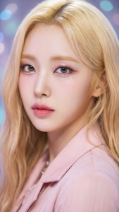 صورة مقربة لآيدول كيبوب أنثى بجمالية باستيلية ناعمة — Kpop GIF خلفية