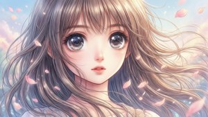 صورة مانغا مذهلة لفتاة مع بتلات.