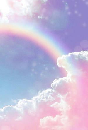 خلفية قوس قزح باستيل مع السحب — قوس قزح جمالي خلفية