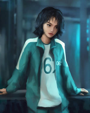 خلفية فن رقمي للاعب 067 Squid Game — لعبة الحبار 067 خلفية