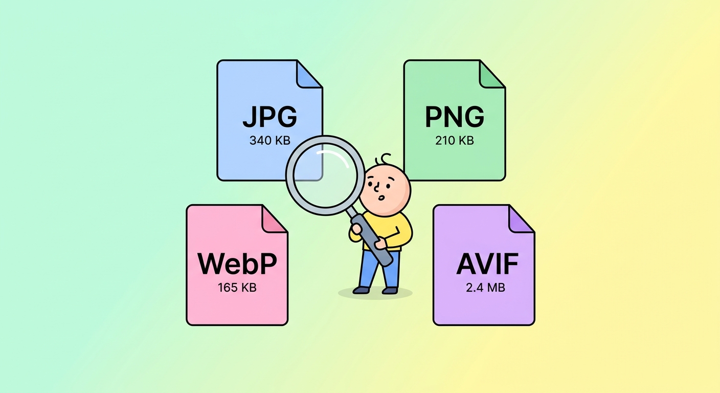 ورقة الغش لصيغ الصور — JPG مقابل PNG مقابل WebP مقابل AVIF
